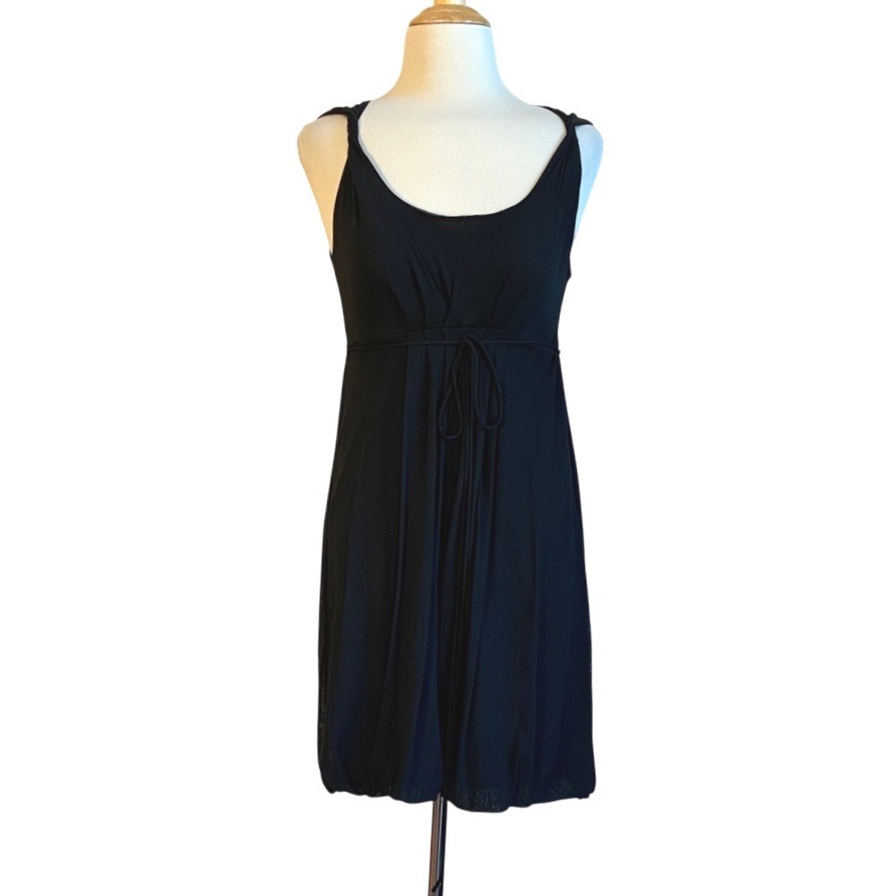 AQUA Medium Black Lightweight Bubble Hem Babydoll Mini Dress Whimsigoth‎